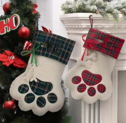 Amorly 2Pcs Dog Paw Christmas Stockings, Hanging Pet Christmas Stockings For Fireplace Holiday Home Decor, Christmas Gifts For Dog Lovers - thumbnail 4