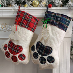 Amorly 2Pcs Dog Paw Christmas Stockings, Hanging Pet Christmas Stockings For Fireplace Holiday Home Decor, Christmas Gifts For Dog Lovers - thumbnail 5