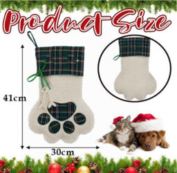 Amorly 2Pcs Dog Paw Christmas Stockings, Hanging Pet Christmas Stockings For Fireplace Holiday Home Decor, Christmas Gifts For Dog Lovers - thumbnail 2