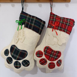 Amorly 2Pcs Dog Paw Christmas Stockings, Hanging Pet Christmas Stockings For Fireplace Holiday Home Decor, Christmas Gifts For Dog Lovers - thumbnail 1