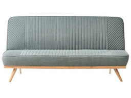 Wyld And Coco 2-Seater Quick-Convert Sofa Bed In Green Tufted Fabric, Armless, Wood-Look Metal Legs - thumbnail 1