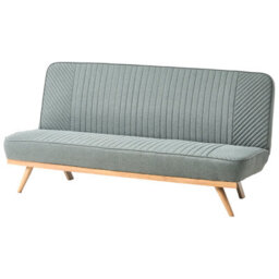 Wyld And Coco 2-Seater Quick-Convert Sofa Bed In Green Tufted Fabric, Armless, Wood-Look Metal Legs - thumbnail 4