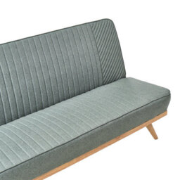 Wyld And Coco 2-Seater Quick-Convert Sofa Bed In Green Tufted Fabric, Armless, Wood-Look Metal Legs - thumbnail 8
