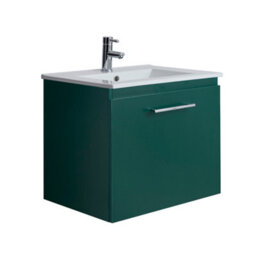 Homestylestore 600mm Dark Green Wall Hung Bathroom Vanity Unit And Chrome T Bar Handle - thumbnail 1