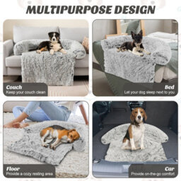 Costway Plush Calming Dog Couch Bed Dog Sofa Bed Anti-Slip Bottom With Washable Cover - thumbnail 3