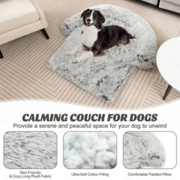 Costway Plush Calming Dog Couch Bed Dog Sofa Bed Anti-Slip Bottom With Washable Cover - thumbnail 8