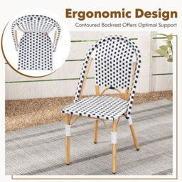 Costway French Bistro Accent Chair Set Of 2 Outdoor Armless Dining Chairs - thumbnail 8