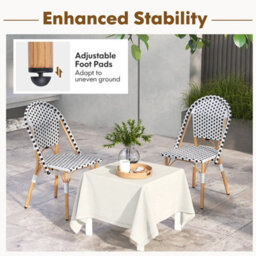 Costway French Bistro Accent Chair Set Of 2 Outdoor Armless Dining Chairs - thumbnail 9