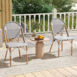 Costway French Bistro Accent Chair Set Of 2 Outdoor Armless Dining Chairs - thumbnail 4