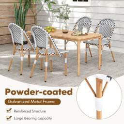 Costway French Bistro Accent Chair Set Of 2 Outdoor Armless Dining Chairs - thumbnail 7