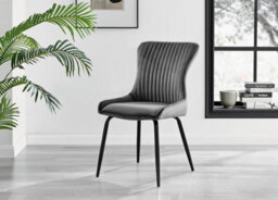 Furniturebox Uk Koko Walnut Effect Round Dining Table & 4 Dark Grey Nora Black Leg Chairs - thumbnail 8