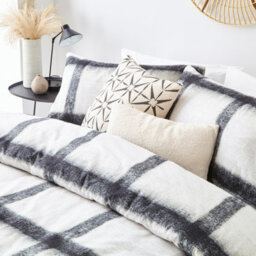 The Linen Yard Mohair Check 100% Brushed Cotton Duvet Cover Set, Single, White - thumbnail 3