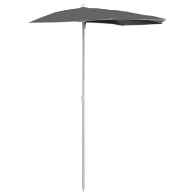 Vidaxl Garden Half Parasol With Pole 180X90 Cm Anthracite - image 1