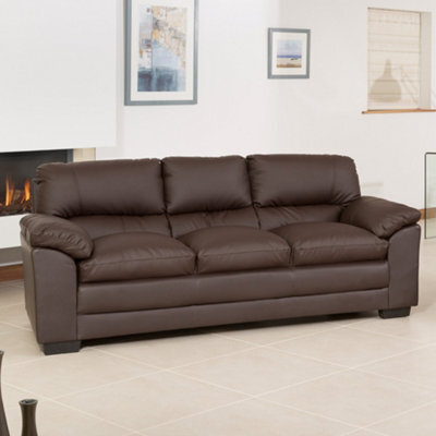Genoa 214Cm Brown Bonded Leather 3 Seat Sofa With 135Cm Wide X 187Cm Deep Sofa Bed
