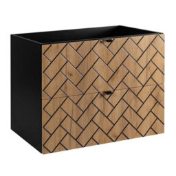 Heze Furniture Trend Herringbone Pattern Door 80Cm Bathroom Cabinet Vanity Unit With Worktop - Gold Craft Oak & Black - thumbnail 4