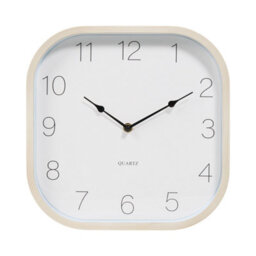 Deenz Wood Effect Design Square Wall Clock Quartz Movement Easy Read White Face Natural Pp Frame Battery Operated Black Hand 30 Cm - thumbnail 3