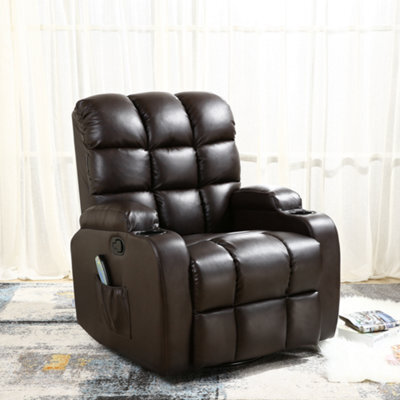 More4Homes Regal 10 In 1 Recliner Chair Rocking Massage Swivel Heated Gaming Bonded Leather Armchair (Brown) - image 1