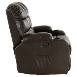 More4Homes Regal 10 In 1 Recliner Chair Rocking Massage Swivel Heated Gaming Bonded Leather Armchair (Brown) - thumbnail 5