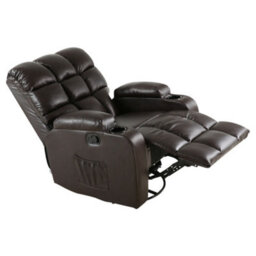More4Homes Regal 10 In 1 Recliner Chair Rocking Massage Swivel Heated Gaming Bonded Leather Armchair (Brown) - thumbnail 4
