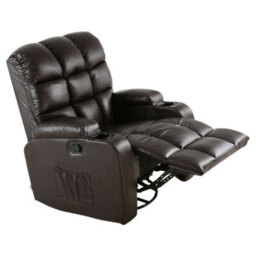 More4Homes Regal 10 In 1 Recliner Chair Rocking Massage Swivel Heated Gaming Bonded Leather Armchair (Brown) - thumbnail 3