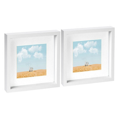 "Nicola Spring 10 X 10"" Photo Frames - White Mount 3D Photo Frame Picture Frame Box Portrait Display Case & Spacer (53 X 53Cm) X2" - image 1
