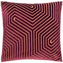 Paoletti Evoke Cut Velvet Feather Filled Cushion, Burgundy, 45 X 45 Cm