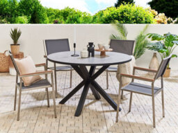 Beliani Garden Dining Table Maletto 120 Cm 120 Cm Glass Grey - thumbnail 2