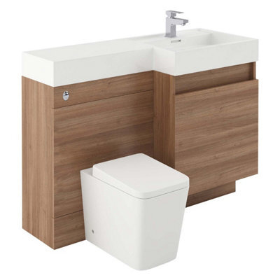 Plum&clay Solstice Natural Oak Right Hand Bathroom Vanity Basin & Wc Unit Combination (W)1200mm (H)890mm - image 1