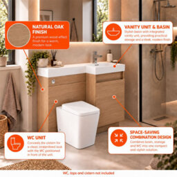 Plum&clay Solstice Natural Oak Combination Bathroom Vanity Unit With Basin & Wc Unit (W)1200mm Right Hand - thumbnail 3