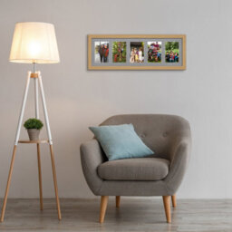 AK Frames 26X8 Light Oak Modern Multi Photo Frame With Mid Grey Mount - Holds 5 Apertures (5X) 6X4 Photos - thumbnail 3