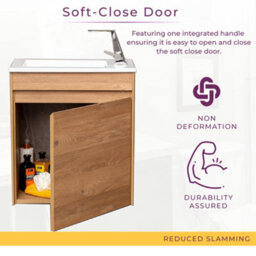 Plum&clay Rigel Natural Oak Wall Hung Cloakroom Vanity Unit With Ceramic Basin (W)55Cm (H)62Cm - thumbnail 4