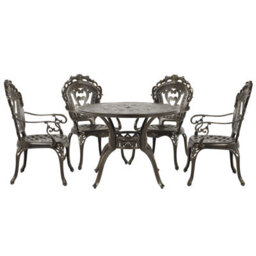 Beliani Garden Dining Set 4 Seater Sapri With Cushions Metal Dark Brown - thumbnail 4