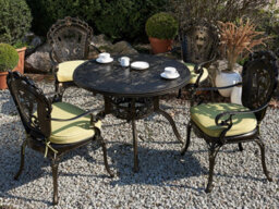 Beliani Garden Dining Set 4 Seater Sapri With Cushions Metal Dark Brown - thumbnail 2