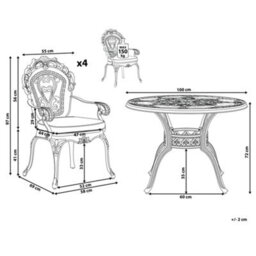 Beliani Garden Dining Set 4 Seater Sapri With Cushions Metal Dark Brown - thumbnail 3