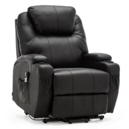 More4Homes Rise Recliner Cinema Chair With Dual Motor, Heat And Massage, Remote Control, Side Pockets And Cup Holders In Black Bonded Leather - thumbnail 2