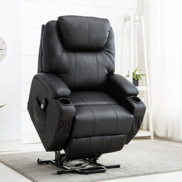 More4Homes Rise Recliner Cinema Chair With Dual Motor, Heat And Massage, Remote Control, Side Pockets And Cup Holders In Black Bonded Leather