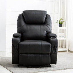 More4Homes Rise Recliner Cinema Chair With Dual Motor, Heat And Massage, Remote Control, Side Pockets And Cup Holders In Black Bonded Leather - thumbnail 7