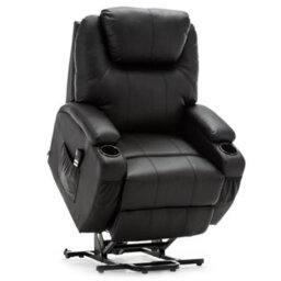 More4Homes Rise Recliner Cinema Chair With Dual Motor, Heat And Massage, Remote Control, Side Pockets And Cup Holders In Black Bonded Leather - thumbnail 4