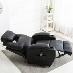 More4Homes Rise Recliner Cinema Chair With Dual Motor, Heat And Massage, Remote Control, Side Pockets And Cup Holders In Black Bonded Leather - thumbnail 8