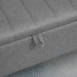 Homcom Storage Ottoman Bench, Linen Fabric Footstool With Steel Legs Grey - thumbnail 8