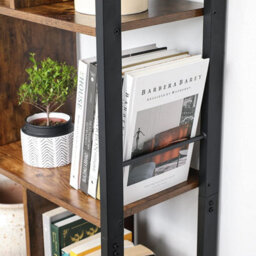 Songmics Bookshelf, Storage Shelf, Large Bookcase With Doors, 4 Shelves, Industrial, Rustic Brown And Black - thumbnail 5