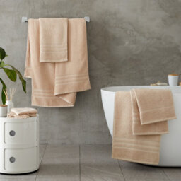 Catherine Lansfield Bathroom Zero Twist 500 Gsm Soft & Absorbent Cotton 6 Piece Towel Set Natural - thumbnail 4