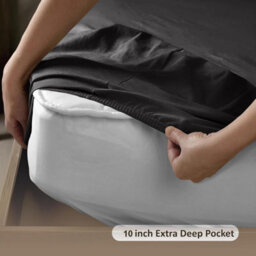 Bedlooms Double Fitted Sheet 25Cm Extra Deep - Soft Microfiber Deep Pocket Elacticated Bed Fitted Sheets Black, 137X190 Cm - thumbnail 4