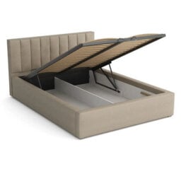 Modern Bedroom Bed Frame With Storage 160X200 Hdf And Laminated Board Metal Slatted Base 180X223X93Cm Dark Grey - thumbnail 3