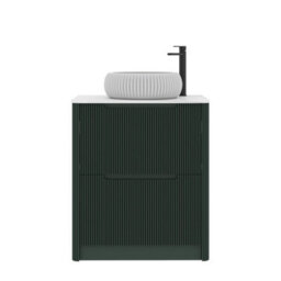 Royal Bathrooms Avenza 800mm Deep Moss Green Floor Standing Countertop Bathroom Vanity Unit 2 Drawer With Milan Basin - thumbnail 6