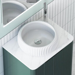 Royal Bathrooms Avenza 800mm Deep Moss Green Floor Standing Countertop Bathroom Vanity Unit 2 Drawer With Milan Basin - thumbnail 7