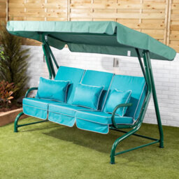 Alfresia Roma 3-Seater Swing Seat Green Frame With Luxury Teal Cushion