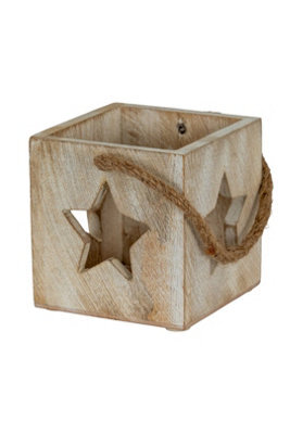 Washed Wood Star Tealight Candle Holder Rustic Modern Decor - image 1