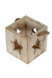 Washed Wood Star Tealight Candle Holder Rustic Modern Decor - thumbnail 4