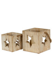 Washed Wood Star Tealight Candle Holder Rustic Modern Decor - thumbnail 5